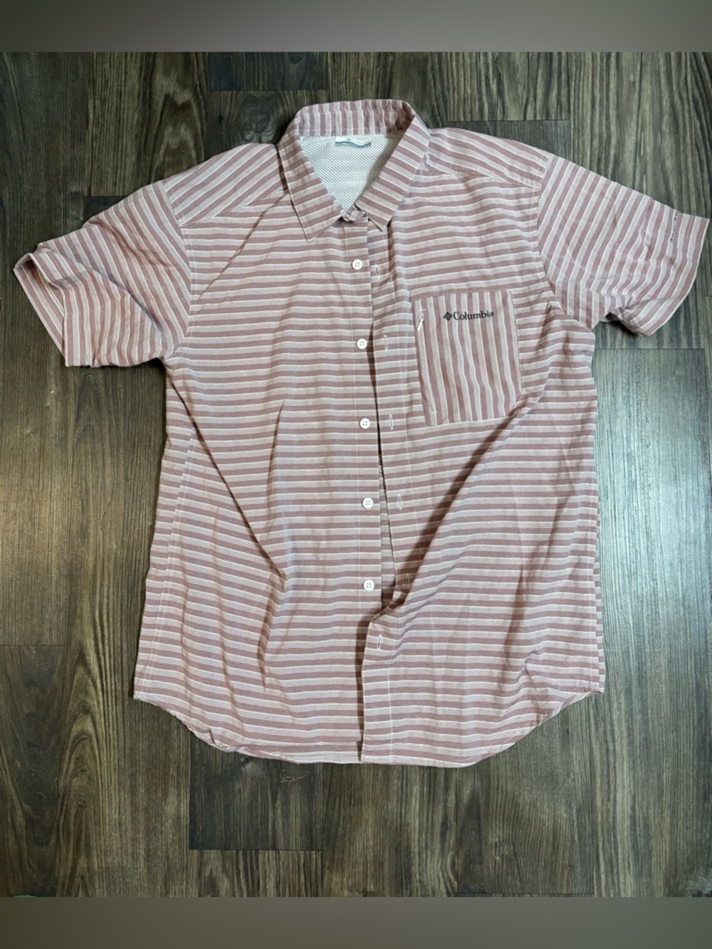 Columbia Men’s Short-Sleeve Striped Button-Up Shirt - Dusty Rose